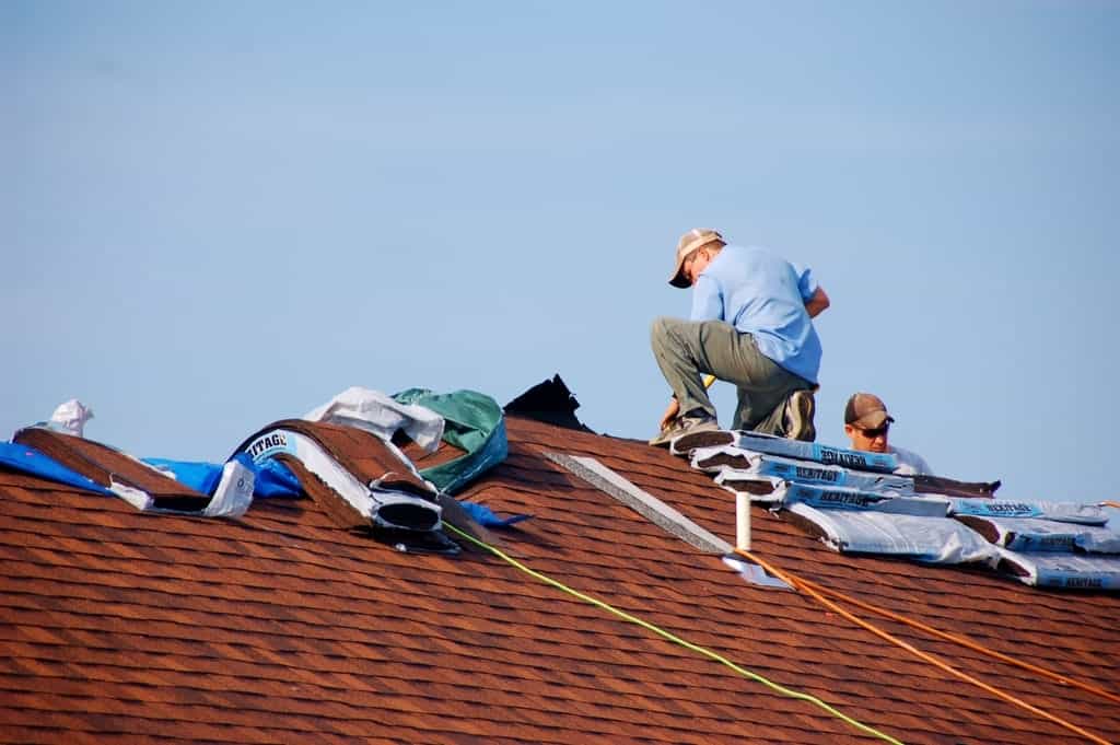 a roof repair in progress in Dayton, OH