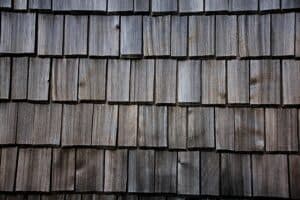 closeup of wood shakes on a roof