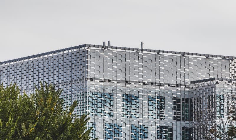 a modern building with commercial roofing
