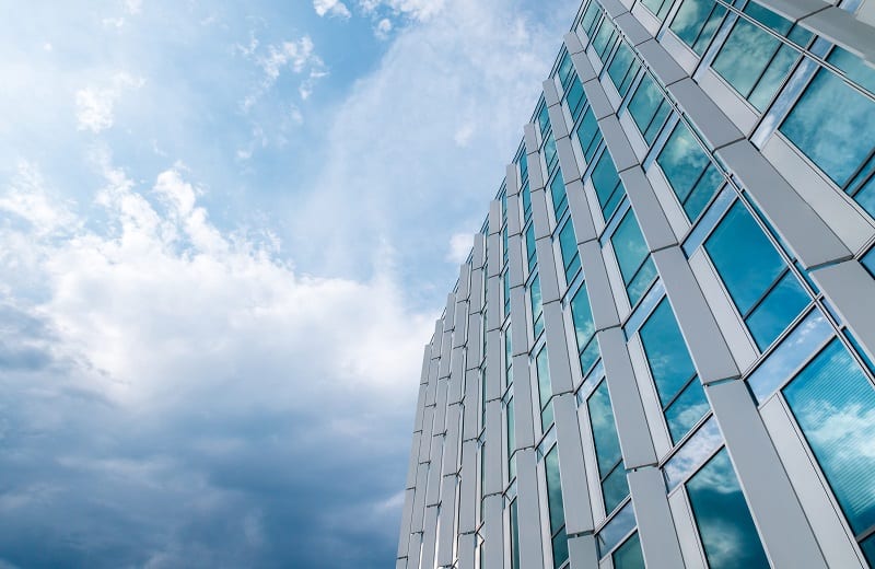 low angle of a building with a flat roof