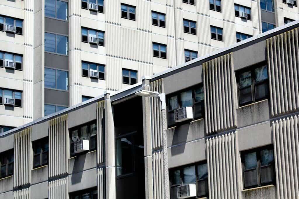 low angle of building with a flat roof