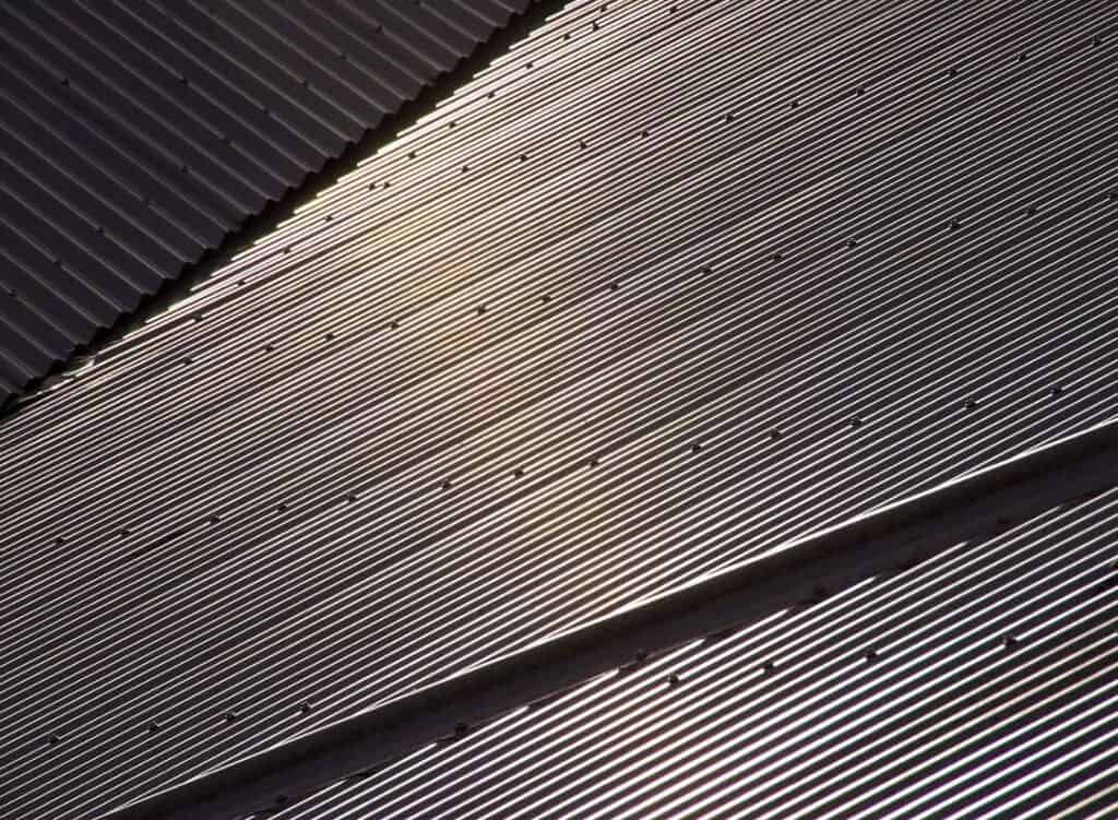 closeup of a metal commercial roof