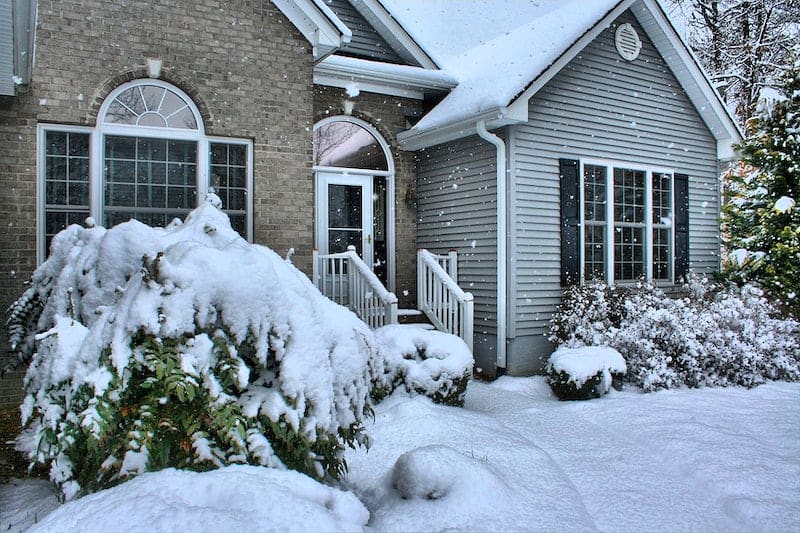 a snow-covered roof in winter