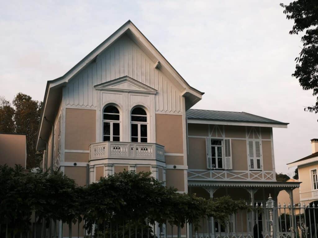 a metal roof installed on a two story home